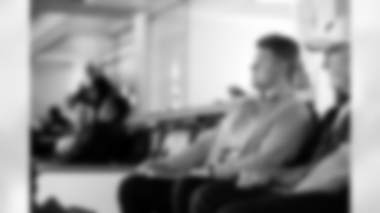 NFS Scout Tyler Habursky in the Cleveland Browns suite at the 2026 NFL Combine on February 26, 2026 in Indianapolis, Indiana.