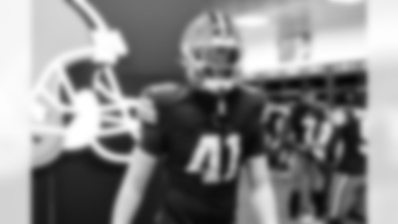 Safety Christopher Edmonds (41) before a NFL football game between the Baltimore Ravens and Cleveland Browns on November 16, 2025 at Huntington Bank Field.