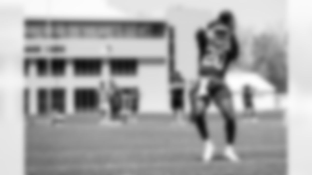 Wide receiver Kisean Johnson (20) during fieldwork on the second day of Rookie Minicamp at CrossCountry Mortgage Campus on May 10, 2025.