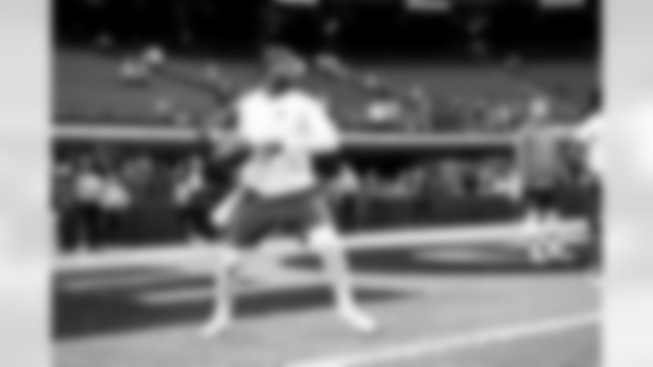 Quarterback Shedeur Sanders (12) before a NFL football game between the Cleveland Browns and Las Vegas Raiders on November 23, 2025 at Allegiant Stadium.