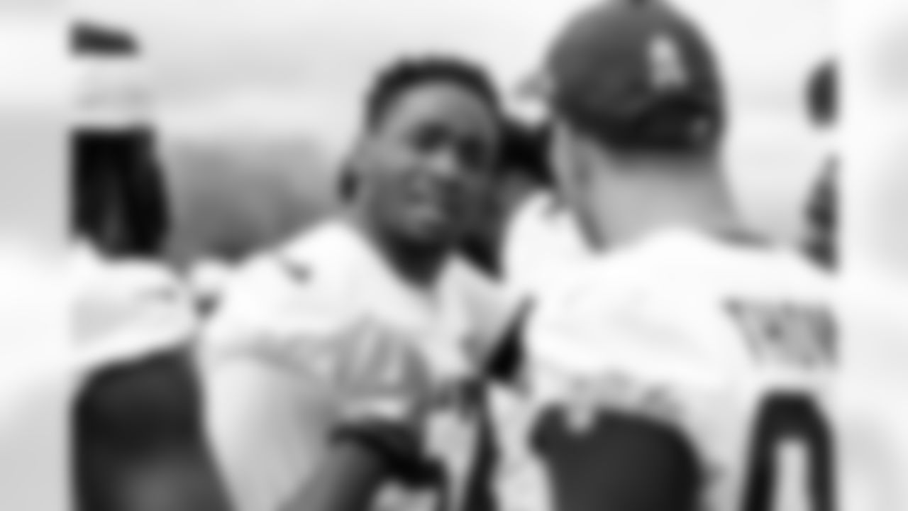 Defensive end Isaiah McGuire (57) during fieldwork in Phase II of the offseason at CrossCountry Mortgage Campus on May 6, 2025.