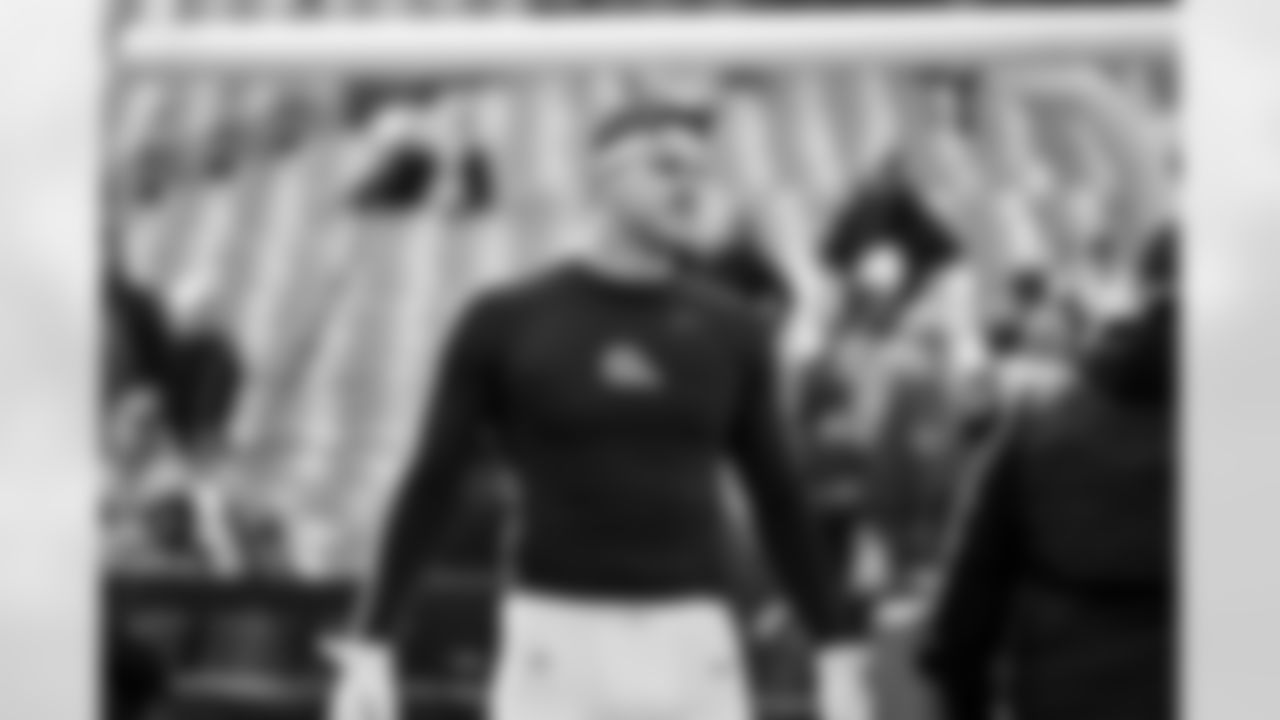 Defensive end Cameron Thomas (99) before a NFL football game between the Buffalo Bills and Cleveland Browns on December 21, 2025 at Huntington Bank Field.