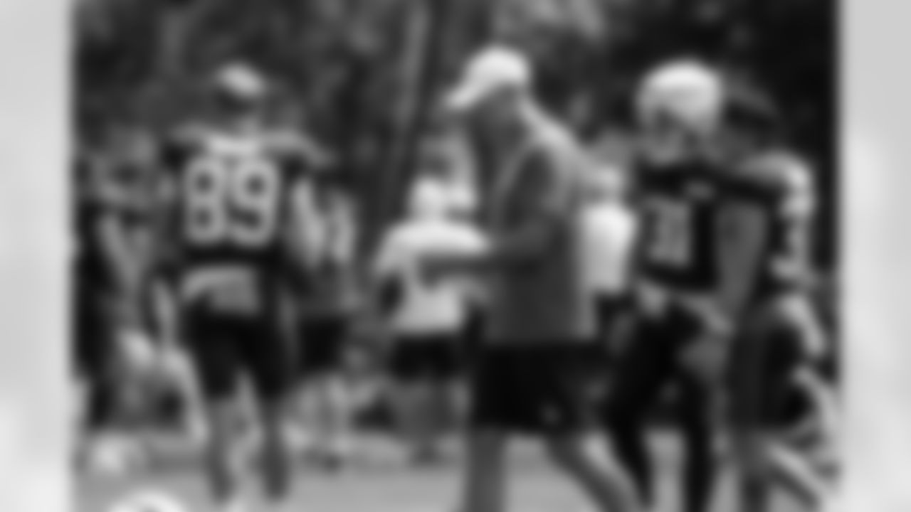 Pass Game Coordinator/Wide Receivers Coach Chad O'Shea during Day 5 of Training Camp at CrossCountry Mortgage Campus on July 28, 2025.