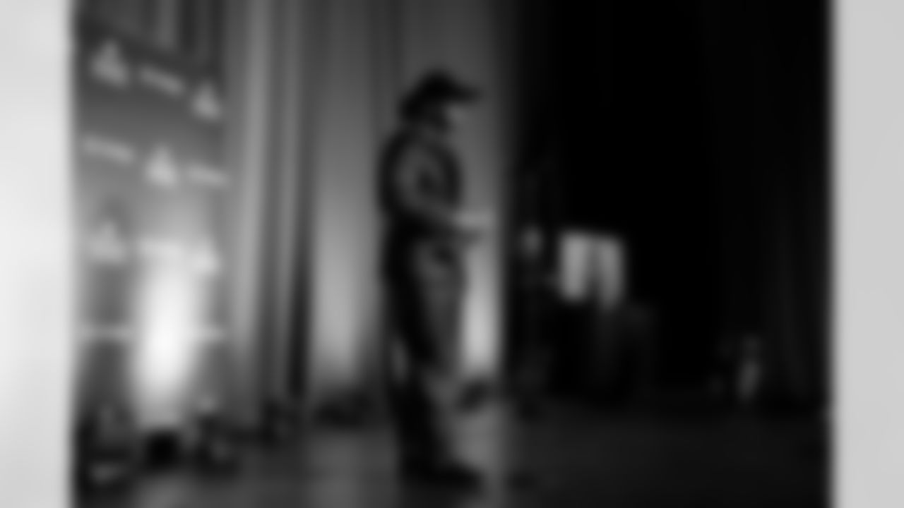 Defensive end Myles Garrett (95) after winning AP Defensive Player of the Year Award at the 2026 NFL Honors at the Palace of Fine Arts in San Francisco on February 5, 2026.