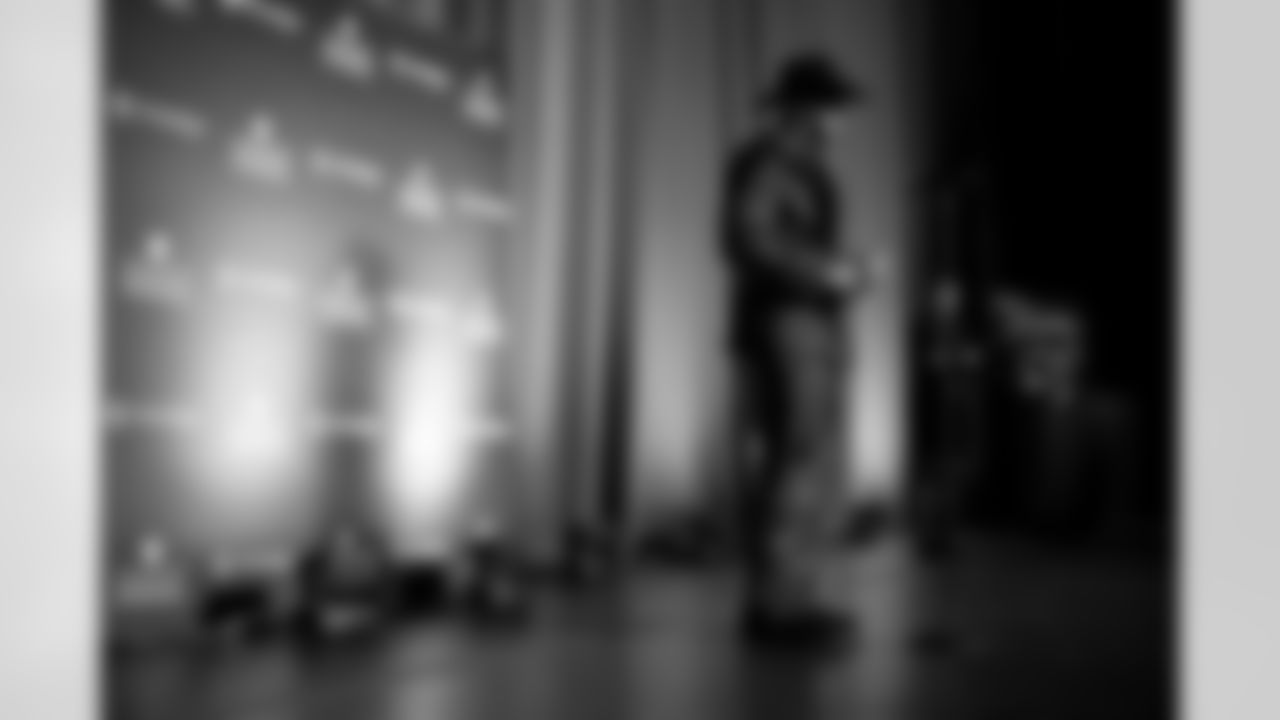 Defensive end Myles Garrett (95) after winning AP Defensive Player of the Year Award at the 2026 NFL Honors at the Palace of Fine Arts in San Francisco on February 5, 2026.