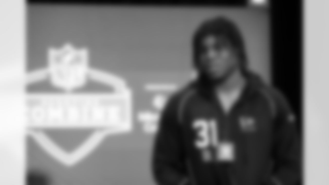 Defensive lineman David Bailey, Texas Tech, speaks to the media at the 2026 NFL Combine on February 25, 2026 in Indianapolis, Indiana.