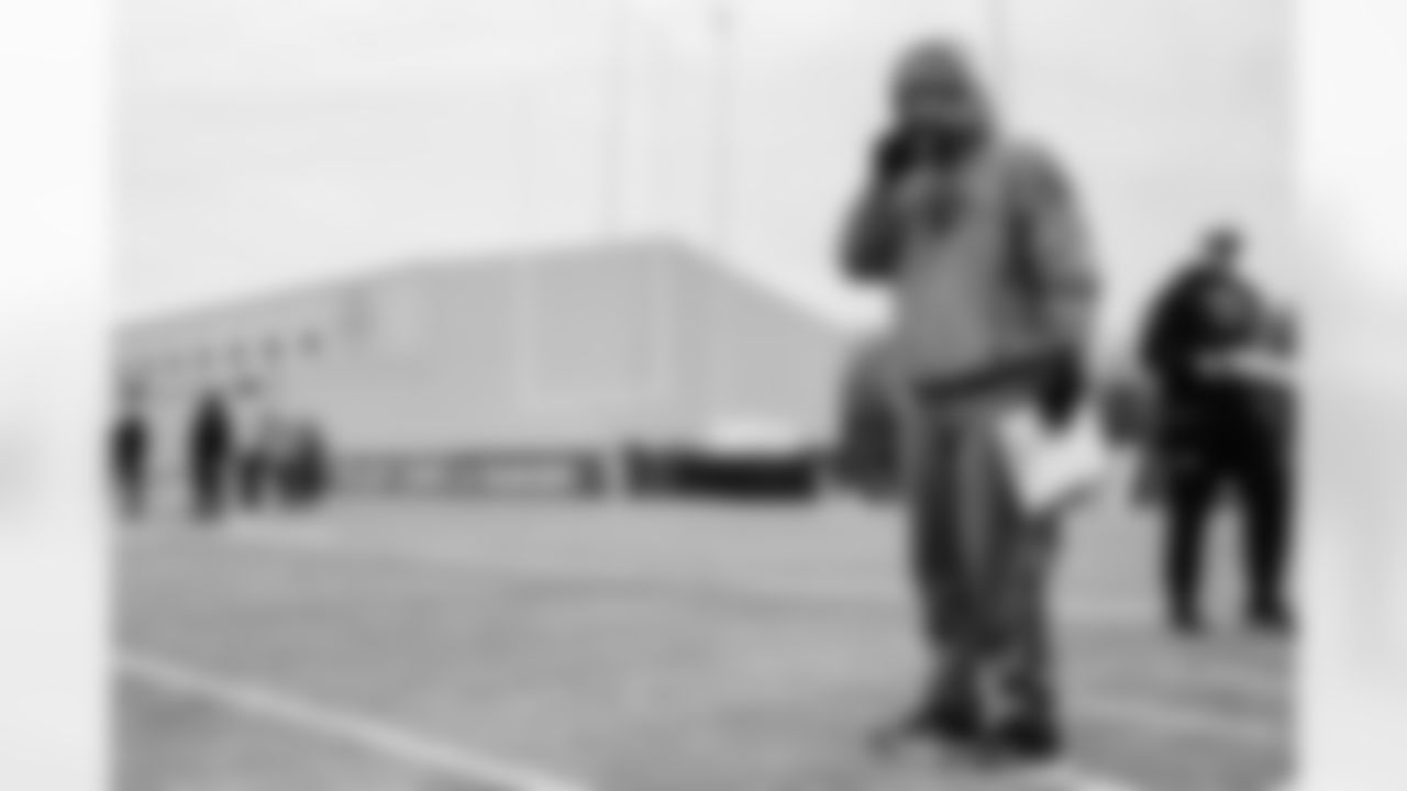 The Baltimore Ravens held practice at the Under Armour Performance Center in Owings Mills, MD on Friday, December 13, 2024. Coach Harbaugh presented awards for High School Football Coach of the Year.