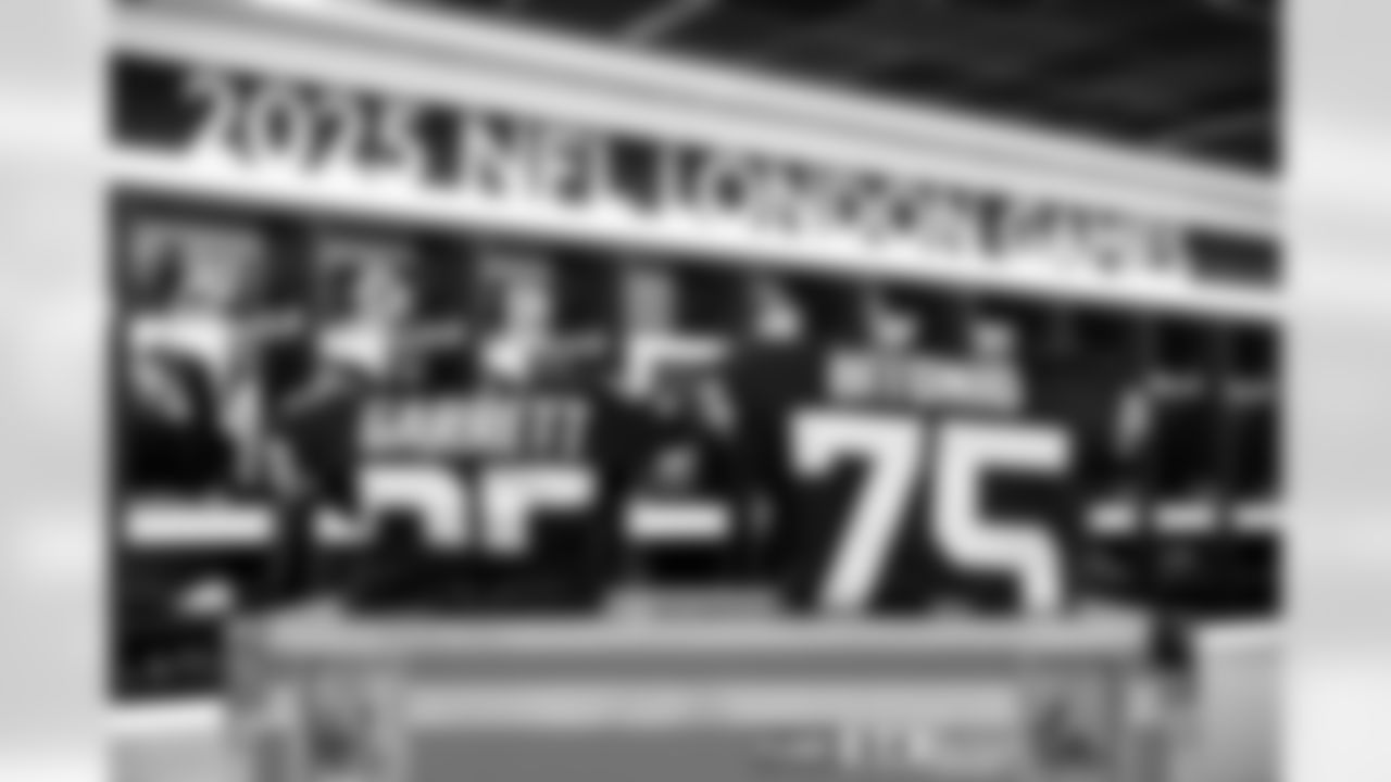 The locker room before a NFL football game between the Minnesota Vikings and Cleveland Browns on October 5, 2025 at Tottenham Hotspur Stadium.