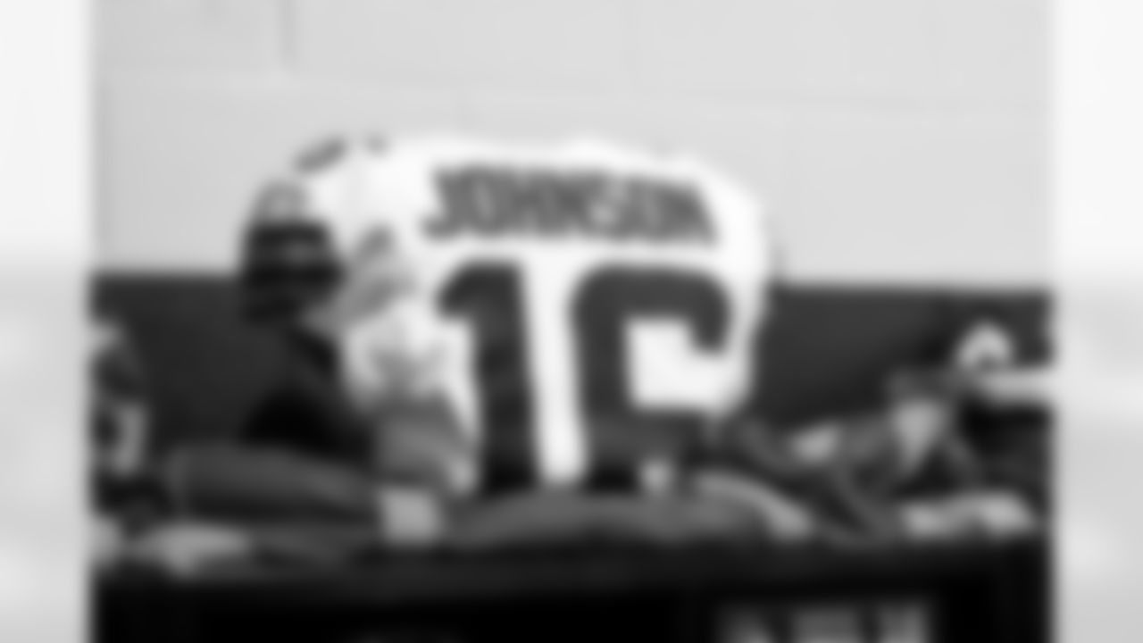Wide receiver Diontae Johnson's jersey before a preseason NFL football game between the Cleveland Browns and Carolina Panthers on August 8, 2025 at Bank of America Stadium.