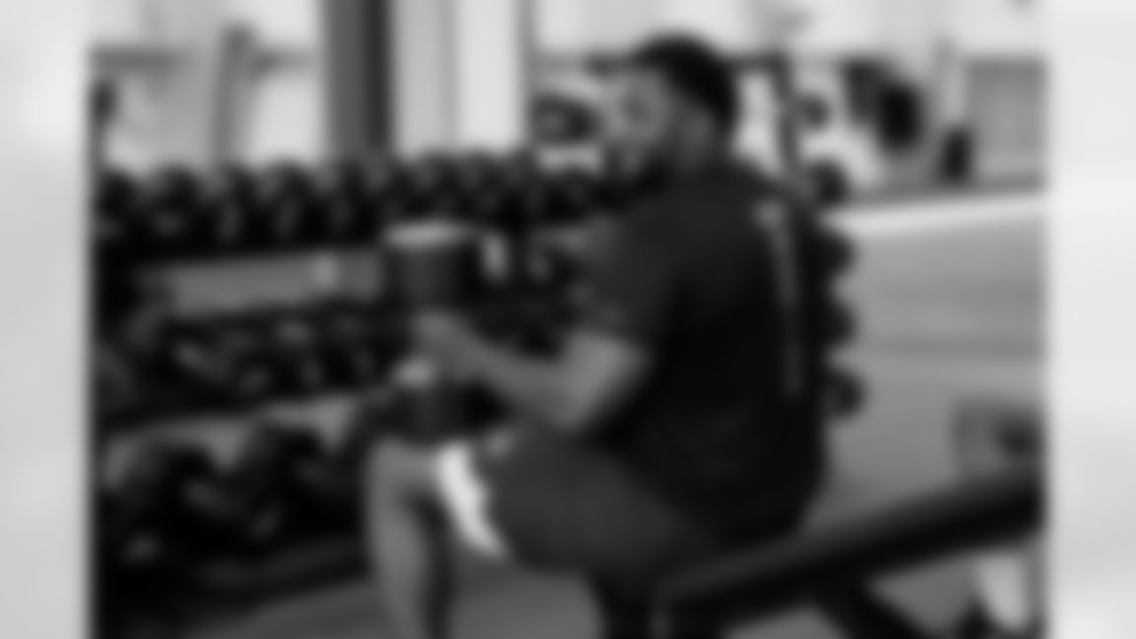 Offensive tackle Roy Mbaeteka (61) during a workout in Phase II of the offseason at CrossCountry Mortgage Campus on May 7, 2025.