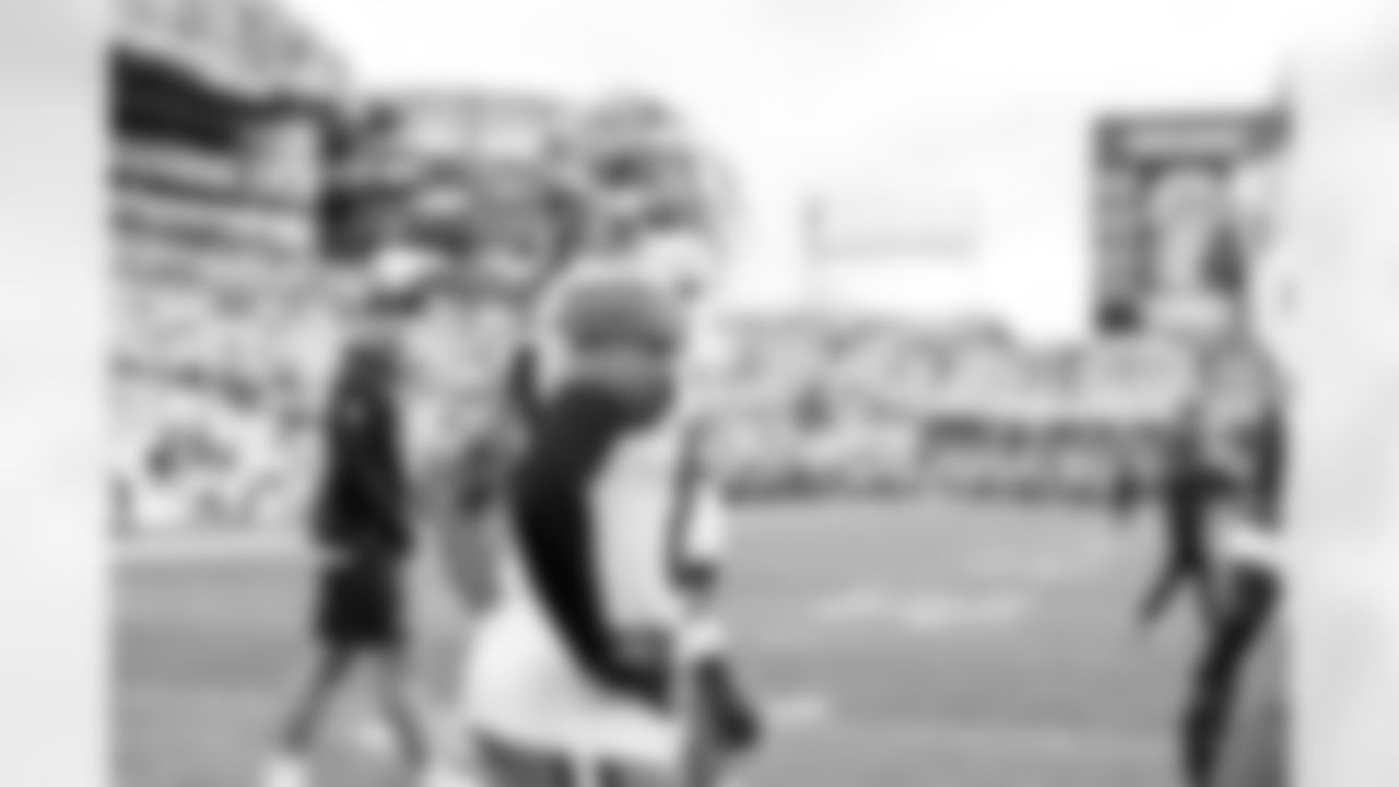 Wide receiver Gage Larvadain (84) before a NFL football game between the Cleveland Browns and Pittsburgh Steelers on October 12, 2025 at Acrisure Stadium.