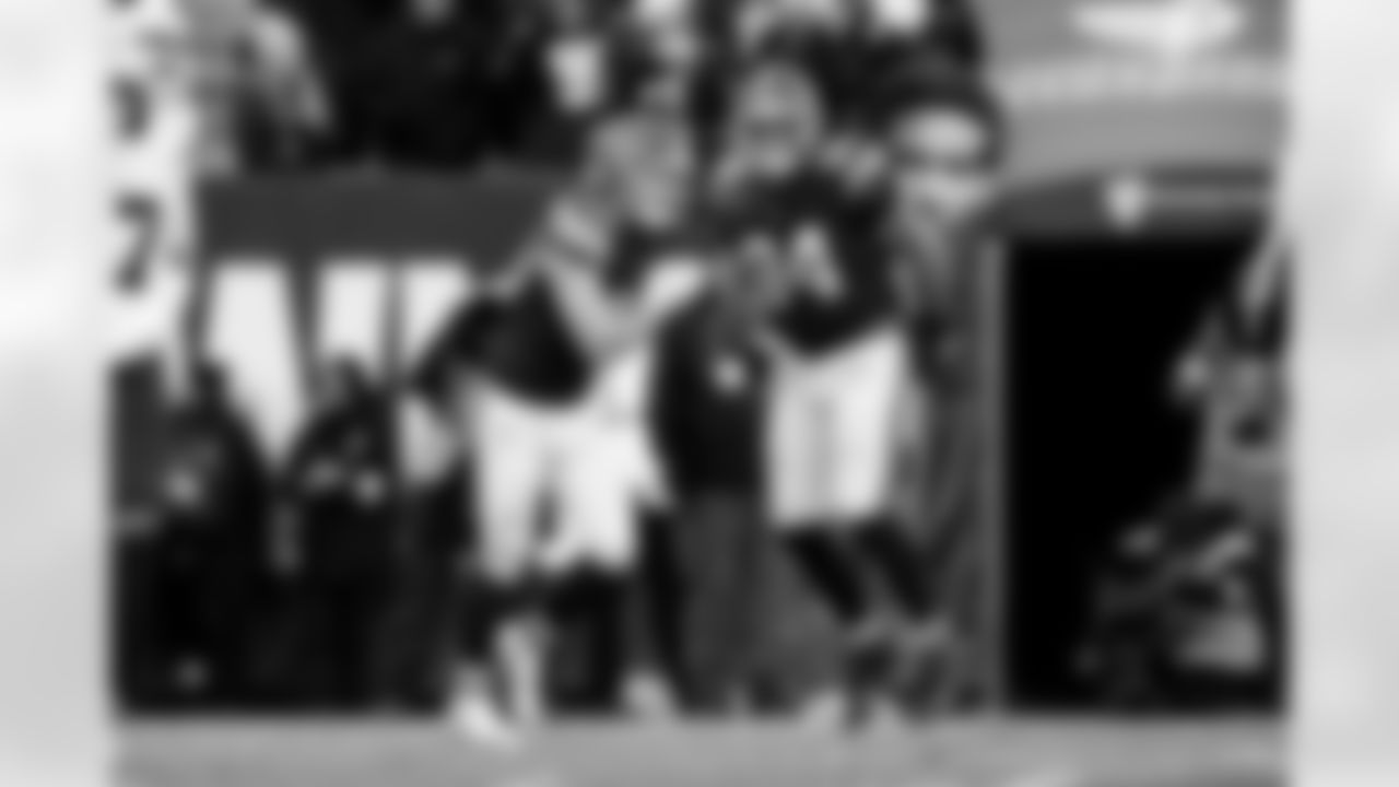 Linebacker Carson Schwesinger (49) and Defensive tackle Mason Graham (94) during a NFL football game between the Buffalo Bills and Cleveland Browns on December 21, 2025 at Huntington Bank Field. The Browns lost 20-23.