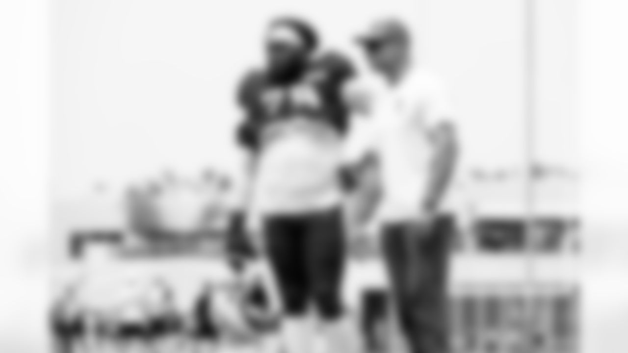 Offensive tackle Dawand Jones (79) and Joe Thomas during Day 10 of Training Camp at CrossCountry Mortgage Campus on August 4, 2025.