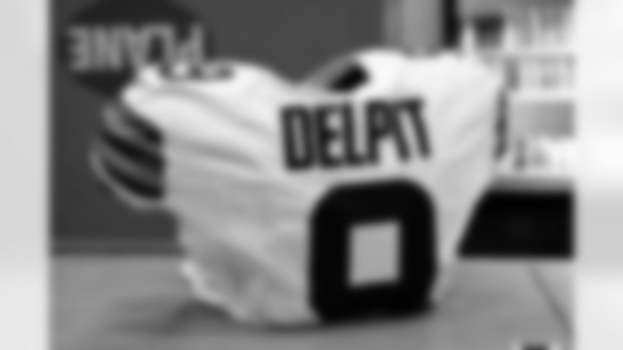 The locker room before a NFL football game between the Cleveland Browns and New York Jets on November 9, 2025 at MetLife Stadium.