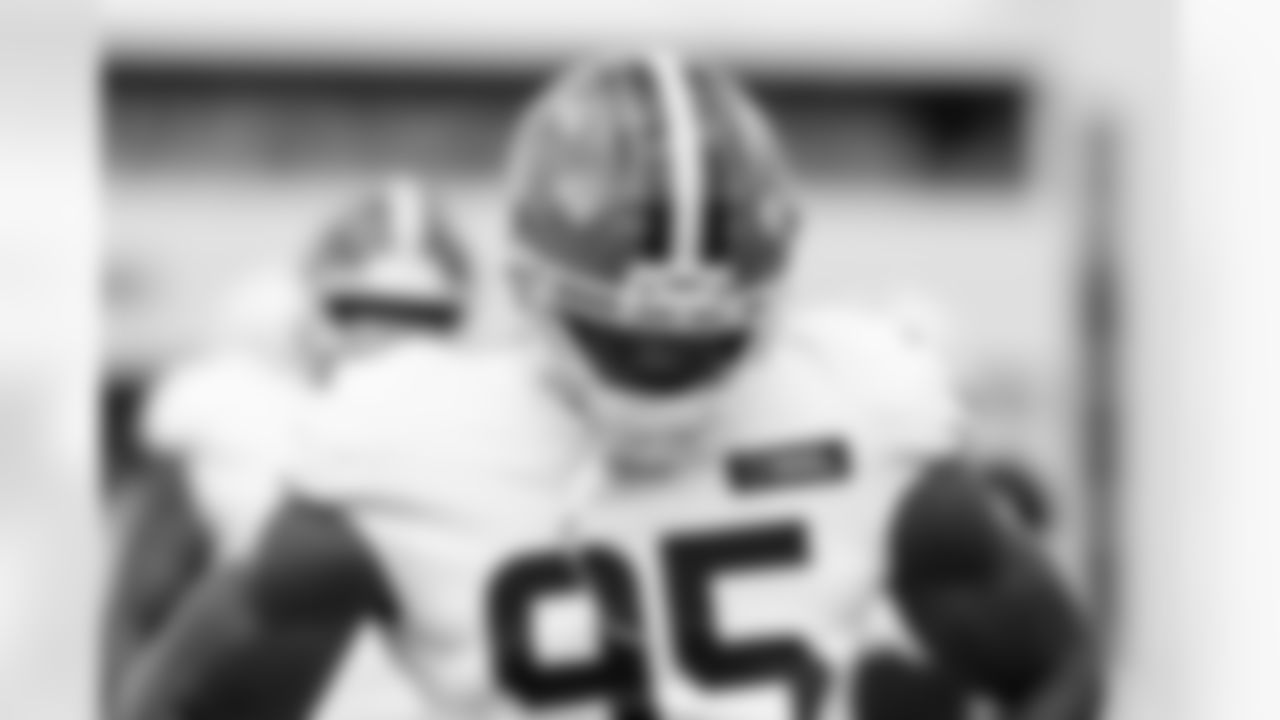 Defensive end Myles Garrett (95) during Day 5 of Training Camp at CrossCountry Mortgage Campus on July 28, 2025.