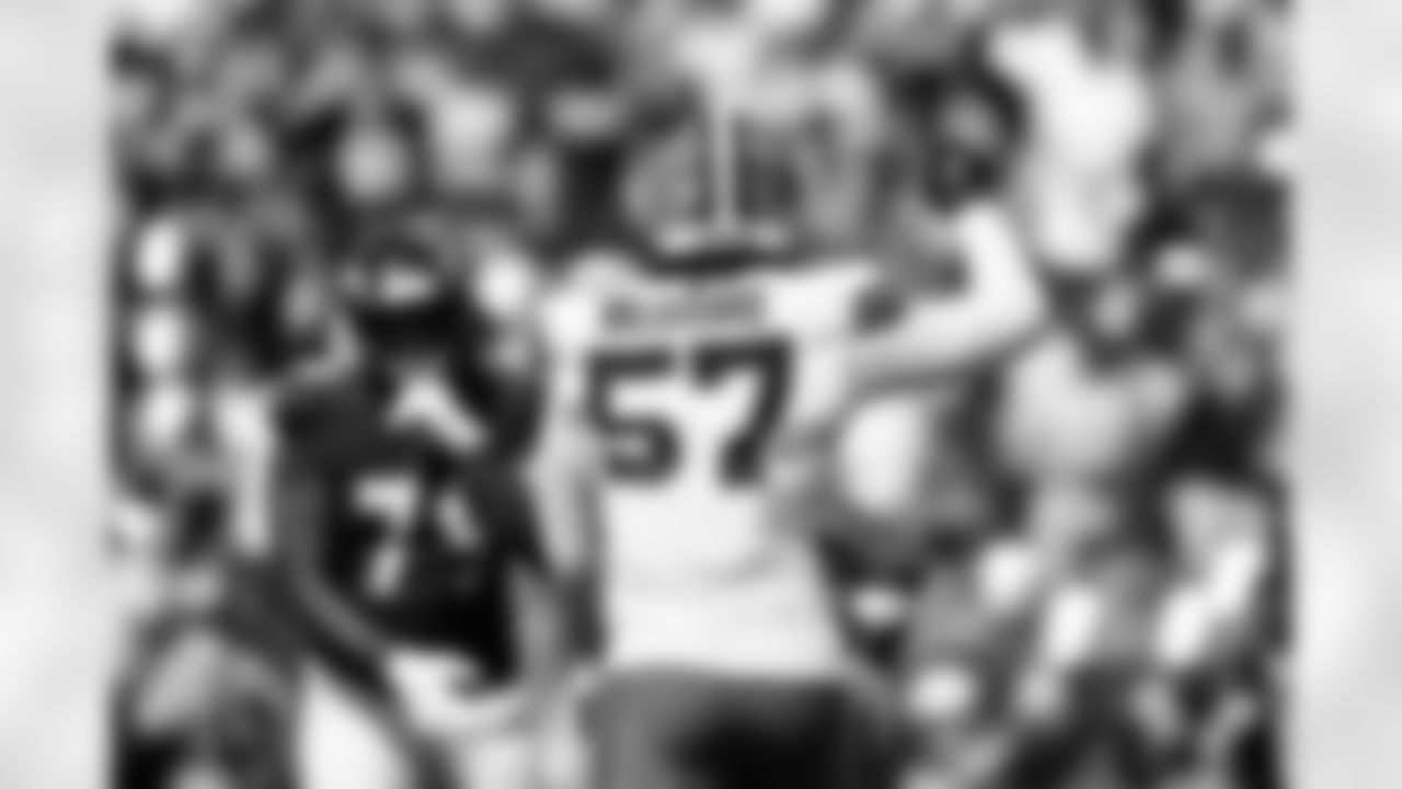 Defensive end Isaiah McGuire (57) during a NFL football game between the Cleveland Browns and Baltimore Ravens on September 14, 2025 at M&T Bank Stadium.