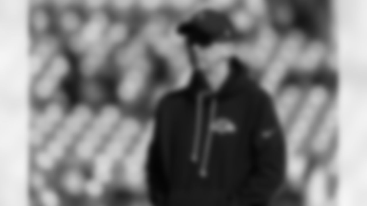 Baltimore Ravens offensive coordinator Todd Monken looks on during pre-game warm-ups before an NFL football game against the New York Jets, Sunday, Nov. 23, 2025, in Baltimore. (AP Photo/Terrance Williams)