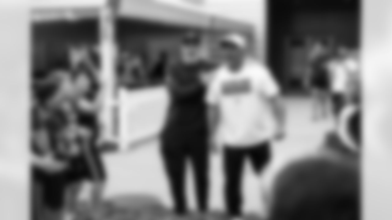 Head Coach Kevin Stefanski and Running Backs Coach Duce Staley during Day 3 of Training Camp at CrossCountry Mortgage Campus on July 25, 2025.