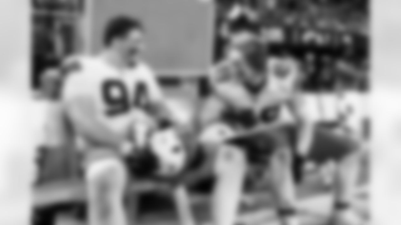 Defensive tackle Mason Graham (94) and Linebacker Carson Schwesinger (49) during a NFL football game between the Cleveland Browns and Las Vegas Raiders on November 23, 2025 at Allegiant Stadium. The Browns won 24-10.