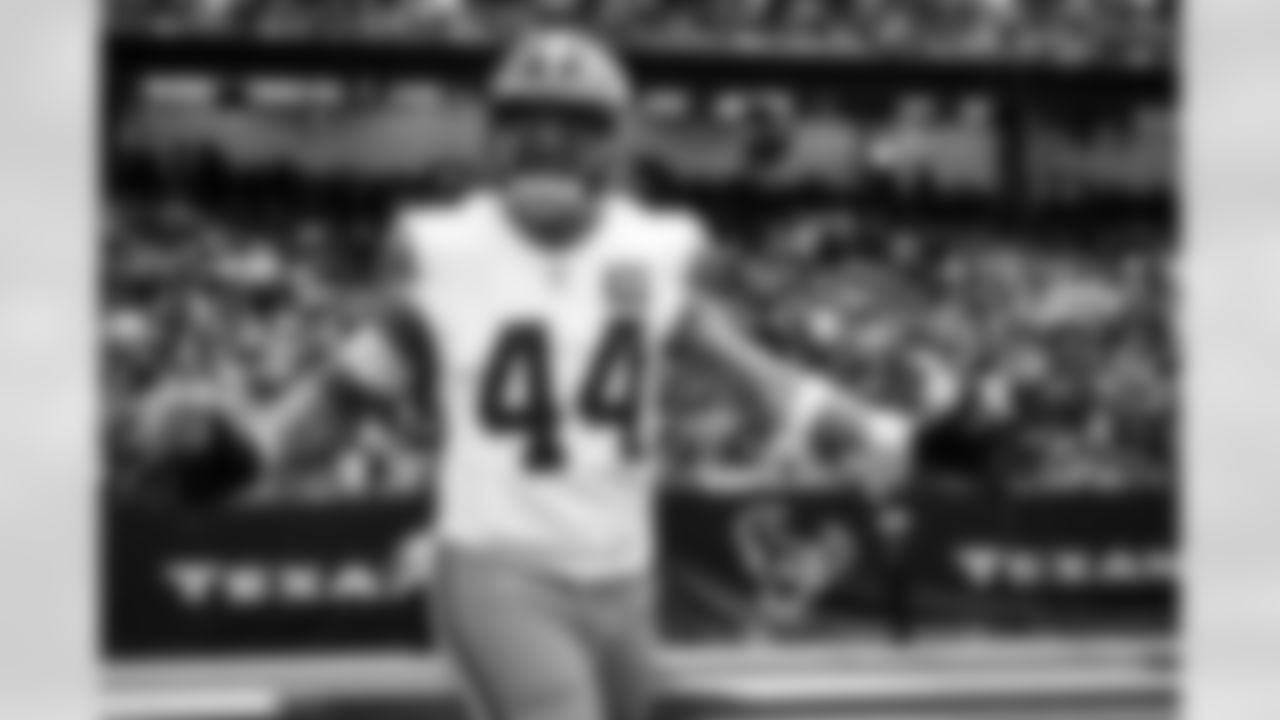 Linebacker Sione Takitaki (44) before a NFL Wild Card playoff football game between the Cleveland Browns and Houston Texans on January 13, 2024 at NRG Stadium.