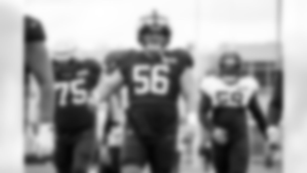 Center Luke Wypler (56) during practice at CrossCountry Mortgage Campus on October 15, 2025.