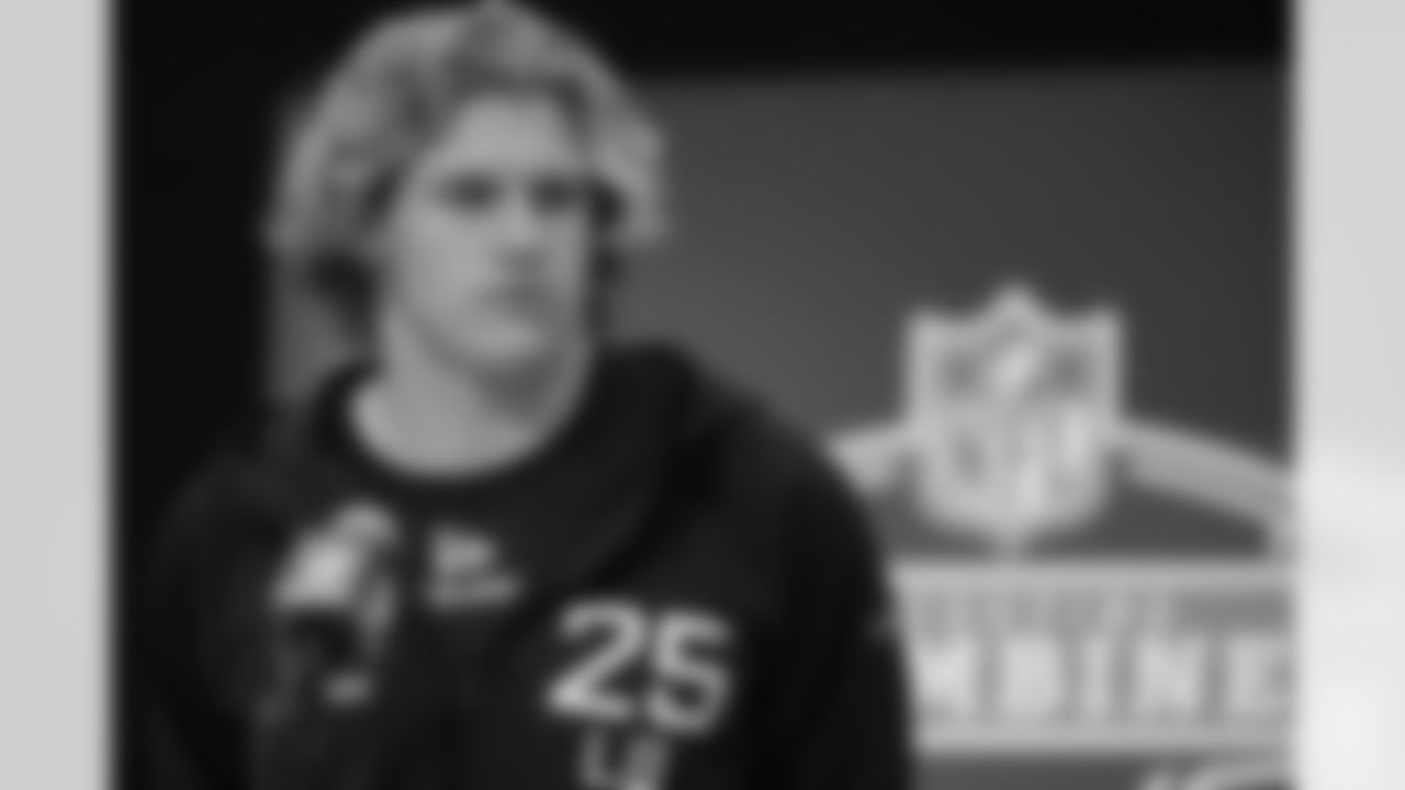 UCLA linebacker Carson Schwesinger speaks during a press conference at the NFL football scouting combine in Indianapolis, Wednesday, Feb. 26, 2025. (AP Photo/Michael Conroy)