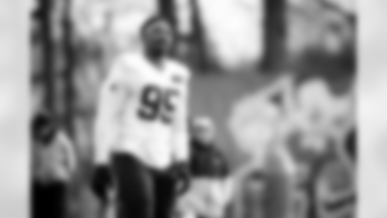 Defensive end Myles Garrett (95) during practice at CrossCountry Mortgage Campus on December 14, 2023.