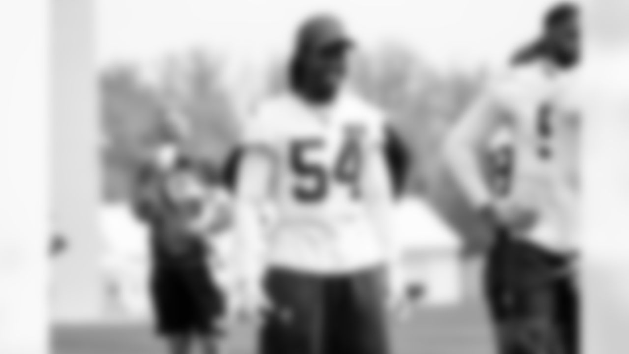 Defensive end Ogbo Okoronkwo (54) during fieldwork in Phase II of the offseason at CrossCountry Mortgage Campus on May 12, 2025.