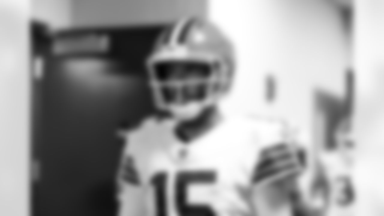 Quarterback Joe Flacco (15) before a preseason NFL football game between the Los Angeles Rams and Cleveland Browns on August 23, 2025 at Huntington Bank Field.