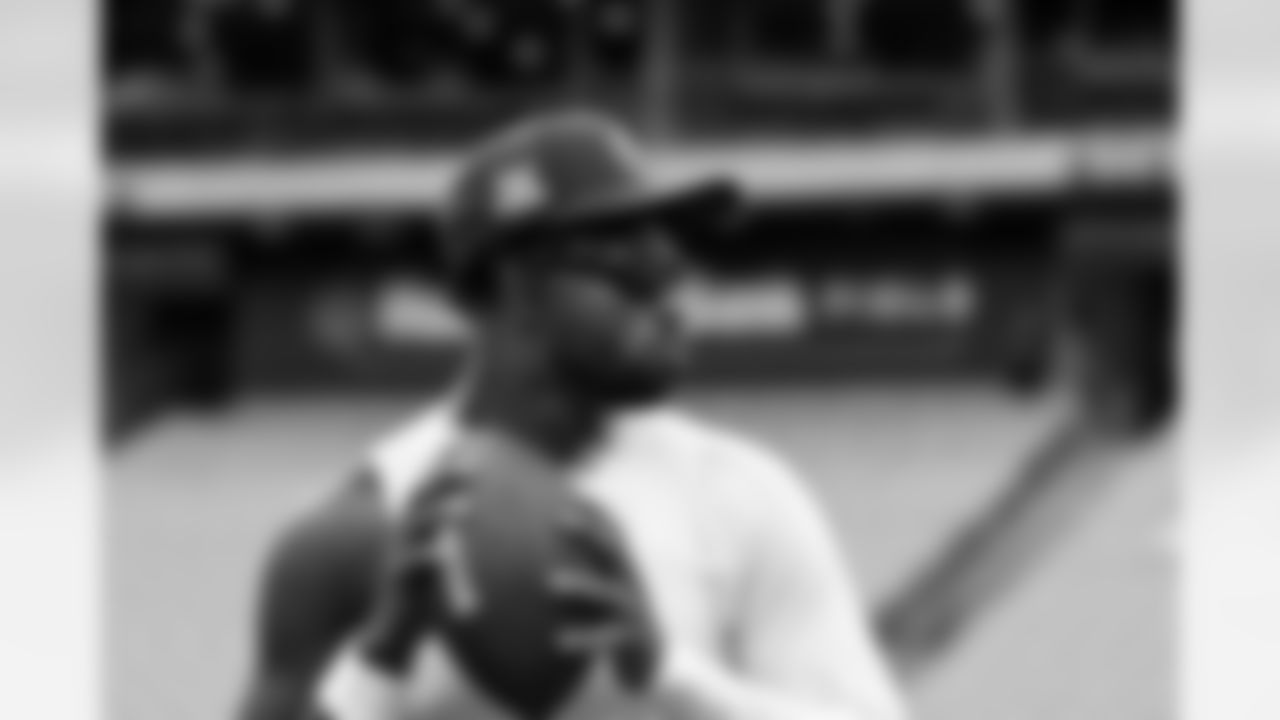 Quarterback Shedeur Sanders (12) before a preseason NFL football game between the Los Angeles Rams and Cleveland Browns on August 23, 2025 at Huntington Bank Field.