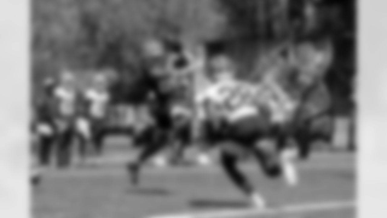 Wide receiver Gage Larvadain (84) during fieldwork on the first day of Rookie Minicamp at CrossCountry Mortgage Campus on May 9, 2025.