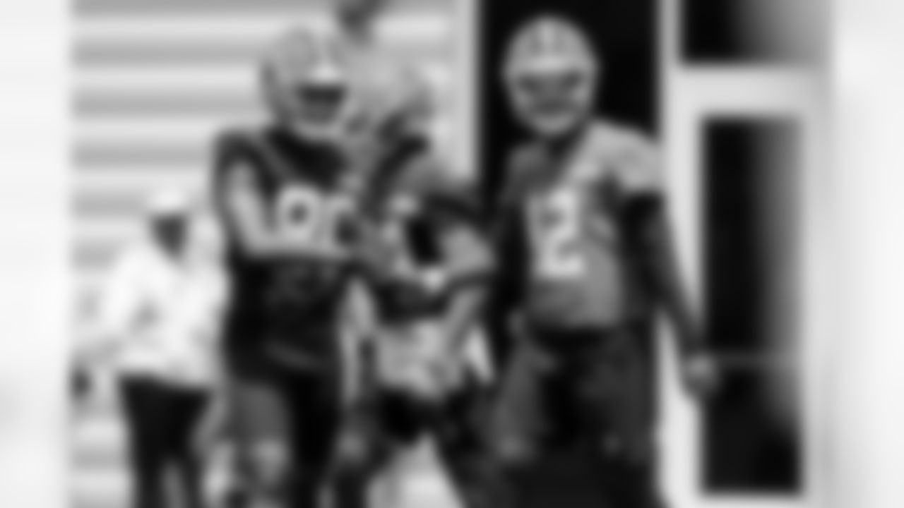Wide receiver Jamari Thrash (80) and Quarterback Shedeur Sanders (12) during the first day of mandatory minicamp at CrossCountry Mortgage Campus on June 10, 2025.