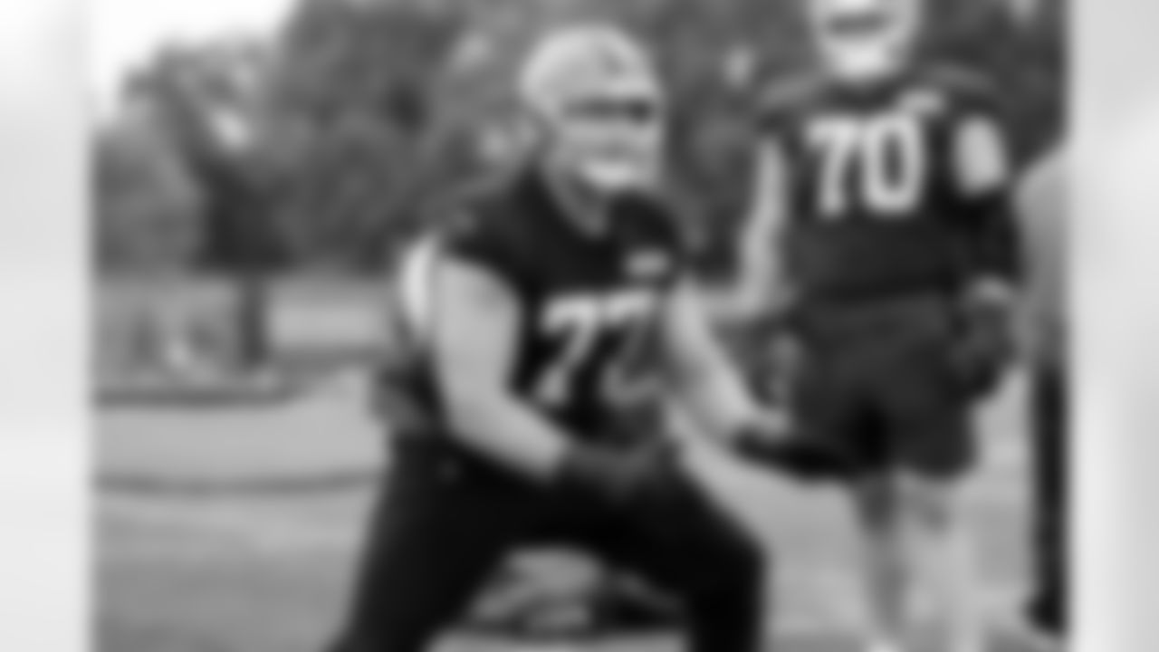 Offensive guard Wyatt Teller (77) during the first day of OTAs at CrossCountry Mortgage Campus on May 27, 2025.