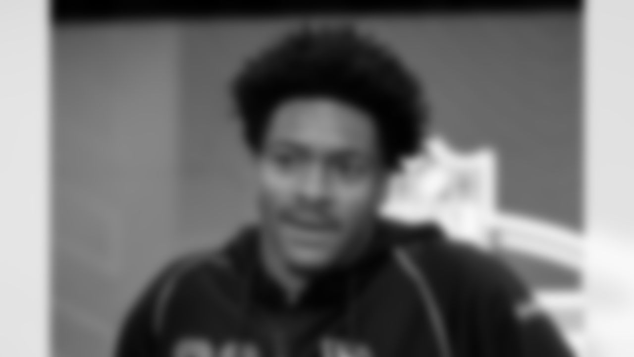 Defensive back Avery Smith, Toledo, speaks to the media at the 2026 NFL Combine on February 26, 2026 in Indianapolis, Indiana.