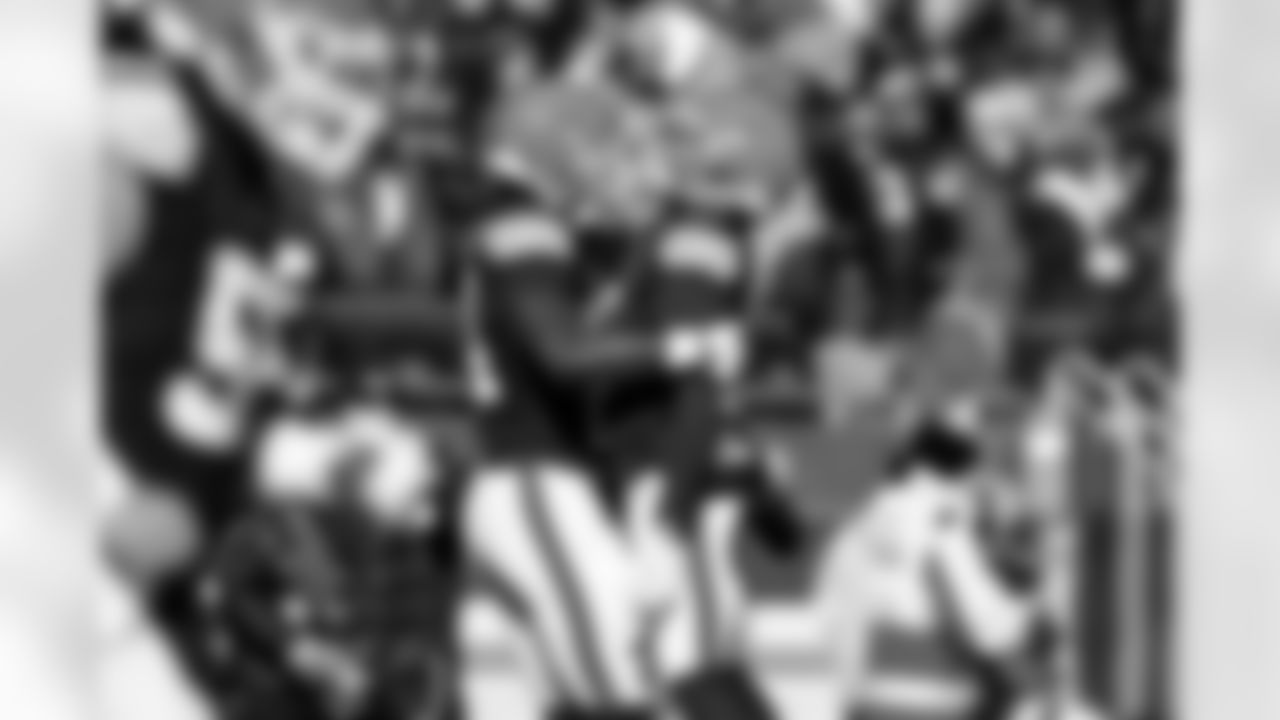 Tight end Harold Fannin Jr. (44) and Wide receiver Isaiah Bond (16) during a NFL football game between the Buffalo Bills and Cleveland Browns on December 21, 2025 at Huntington Bank Field.