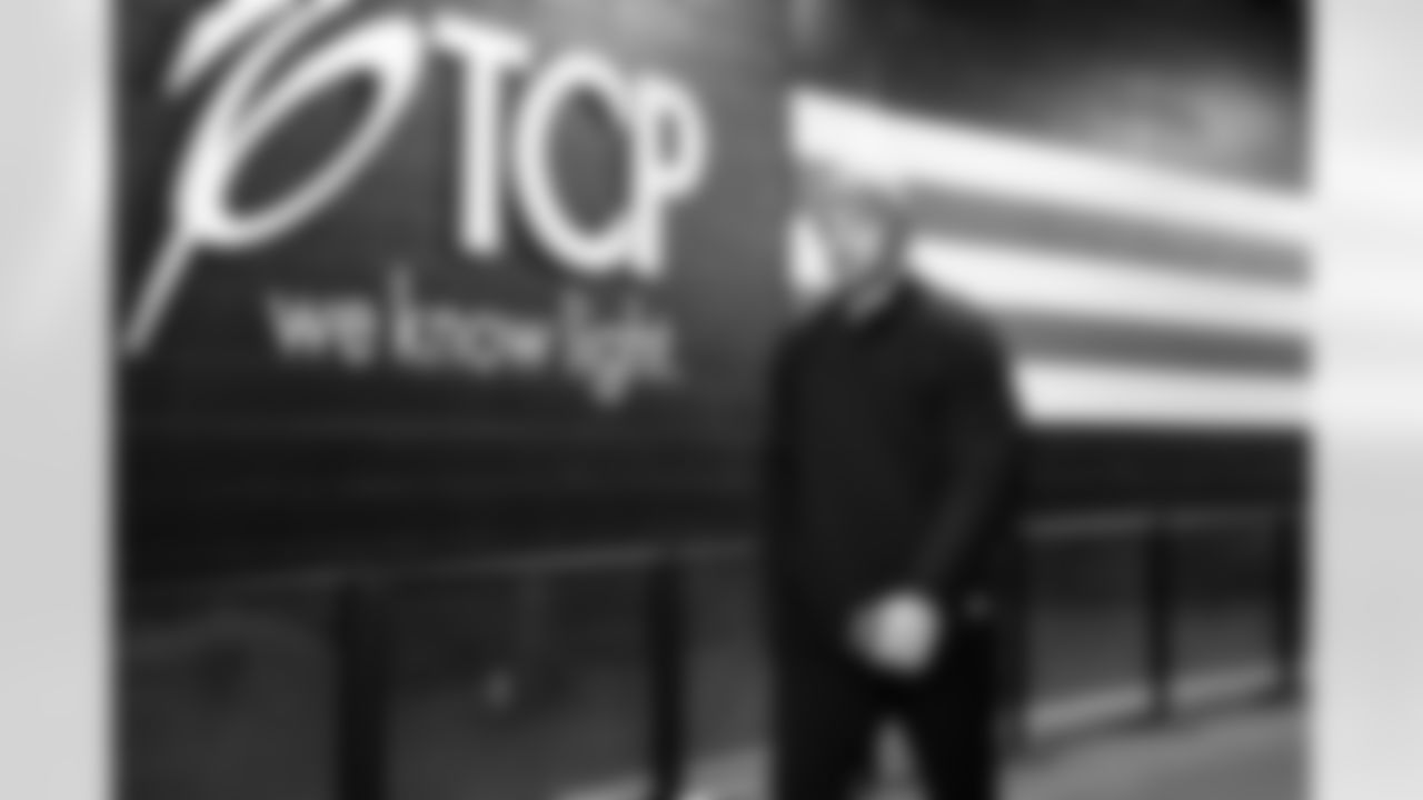 Tight end Brenden Bates (82) before a NFL football game between the Buffalo Bills and Cleveland Browns on December 21, 2025 at Huntington Bank Field.