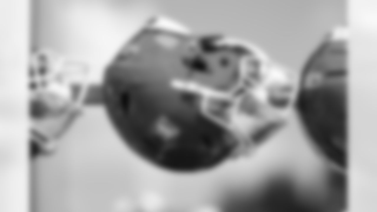 A helmet during Day 5 of Training Camp at CrossCountry Mortgage Campus on July 28, 2025.