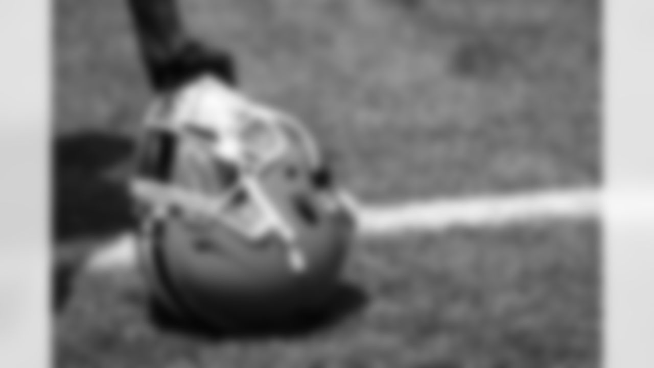 A helmet during the first day of mandatory minicamp at CrossCountry Mortgage Campus on June 10, 2025.
