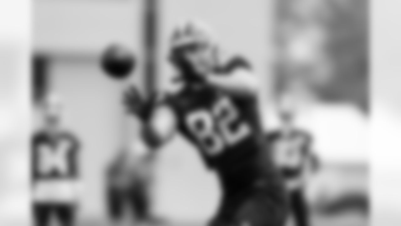 Tight end Brenden Bates (82) during the sixth day of OTAs at CrossCountry Mortgage Campus on June 6, 2025.