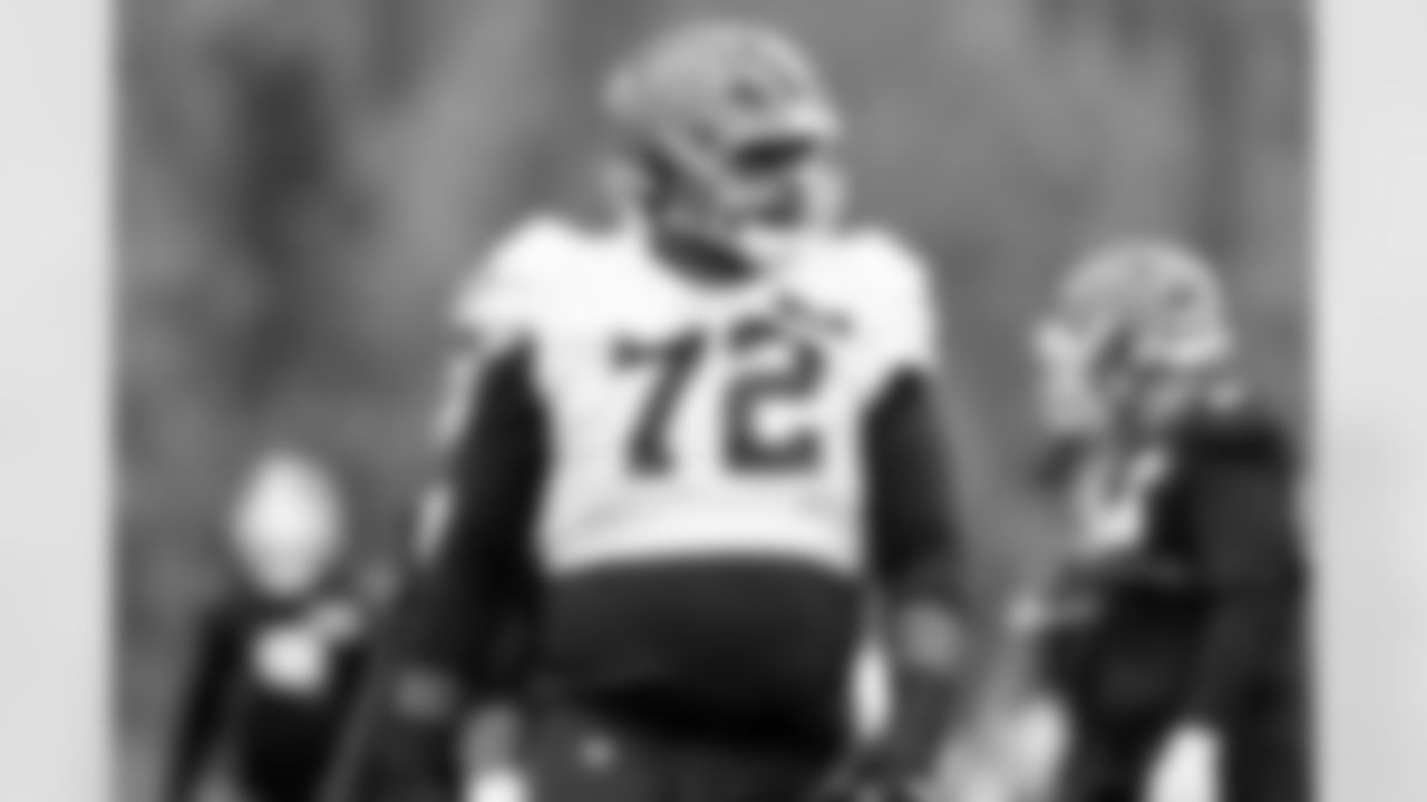 Offensive tackle KT Leveston (72) during practice at CrossCountry Mortgage Campus on November 5, 2025.