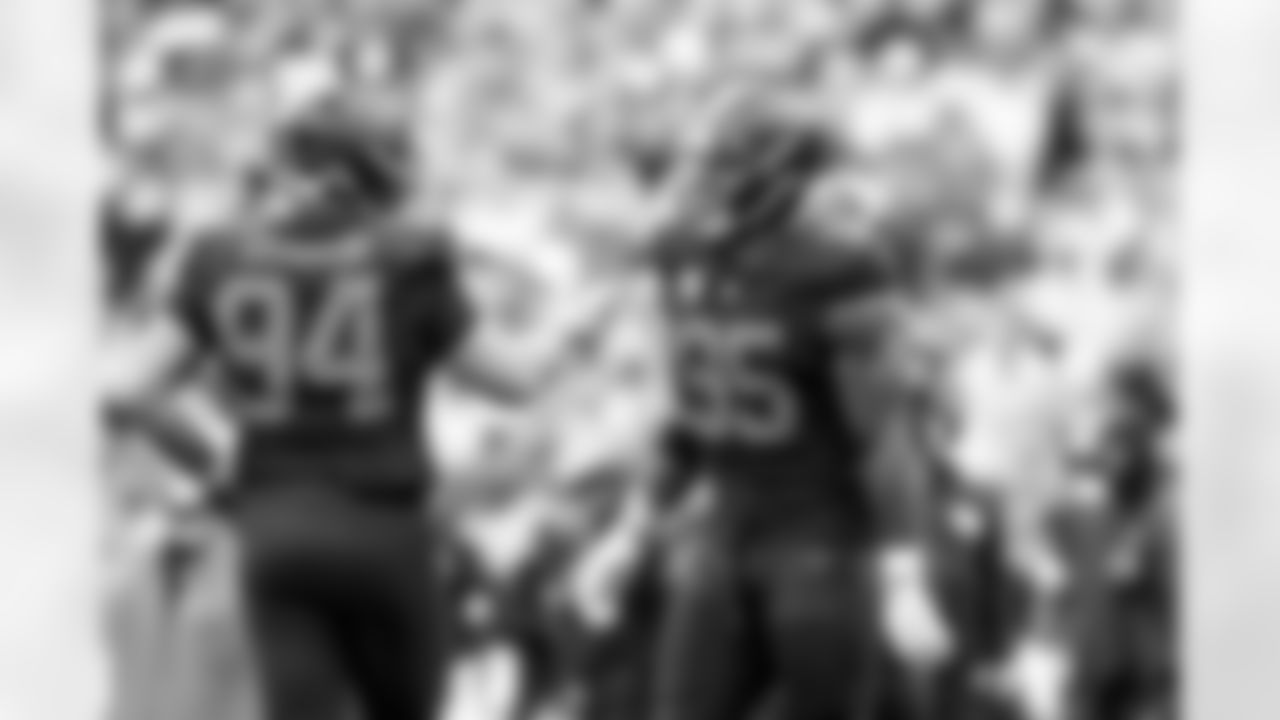 Defensive tackle Mason Graham (94) and Defensive end Myles Garrett (95) during a NFL football game between the Miami Dolphins and Cleveland Browns on October 19, 2025 at Huntington Bank Field.