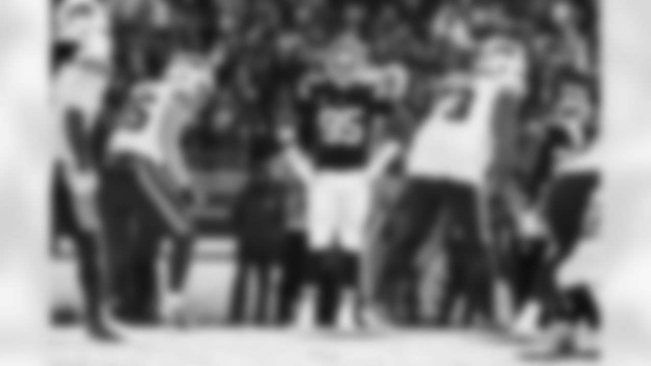 during a NFL football game between the Buffalo Bills and Cleveland Browns on December 21, 2025 at Huntington Bank Field.