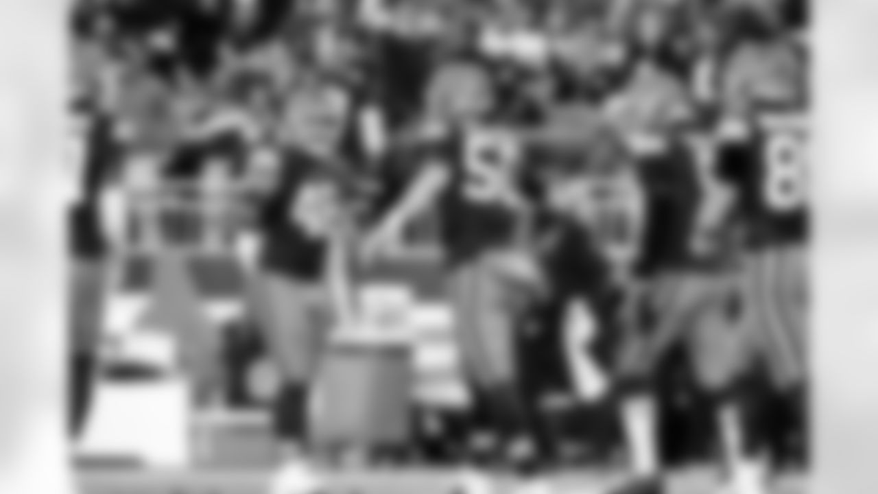 Linebacker Cameron McGrone (48) and Long snapper Rex Sunahara (50) during a NFL football game between the Baltimore Ravens and Cleveland Browns on November 16, 2025 at Huntington Bank Field.