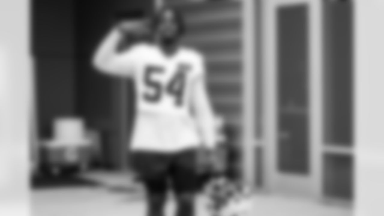 Defensive end Ogbo Okoronkwo (54) during practice at CrossCountry Mortgage Campus on August 29, 2024.