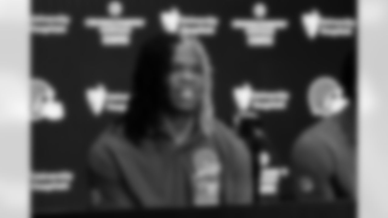Browns second round pick Quinshon Judkins speaks to the media in the Dino Lucarelli Media Center at CrossCountry Mortgage Campus during day three of the 2025 NFL Draft on April 26, 2025.