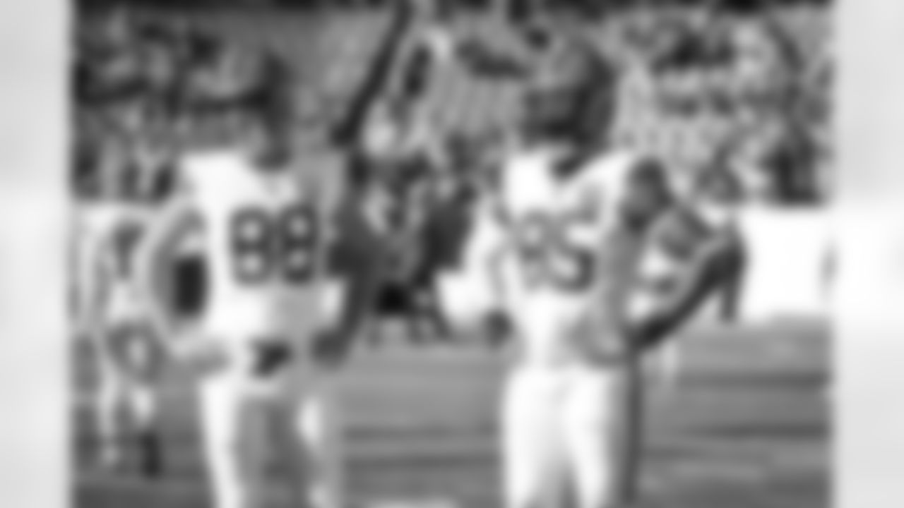 Tight end David Njoku (85) before a NFL football game between the Cleveland Browns and Denver Broncos on November 26, 2023 at Empower Field at Mile High.