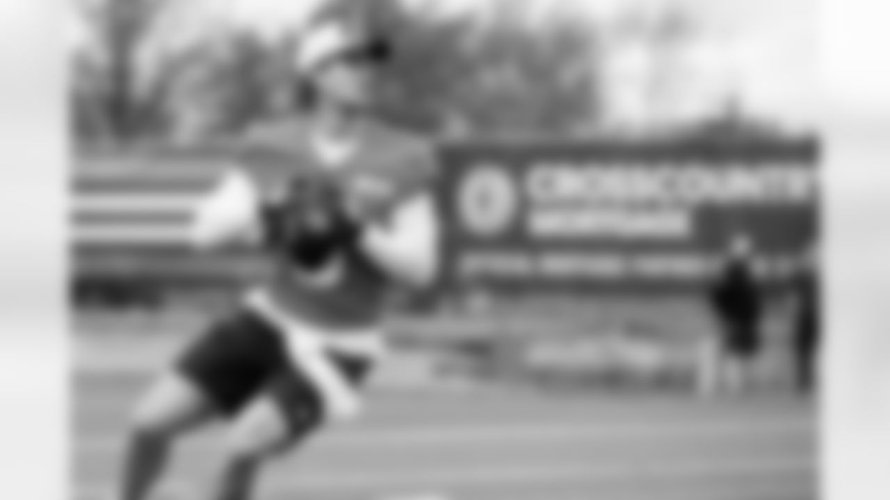 Quarterback Kenny Pickett (8) during fieldwork in Phase II of the offseason at CrossCountry Mortgage Campus on May 6, 2025.