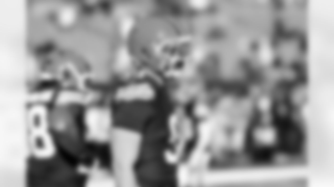 Defensive end Cameron Thomas (99) before a NFL football game between the Buffalo Bills and Cleveland Browns on December 21, 2025 at Huntington Bank Field.