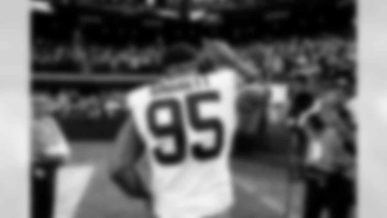 Defensive end Myles Garrett (95) after a NFL football game between the Cleveland Browns and Las Vegas Raiders on November 23, 2025 at Allegiant Stadium. The Browns won 24-10.