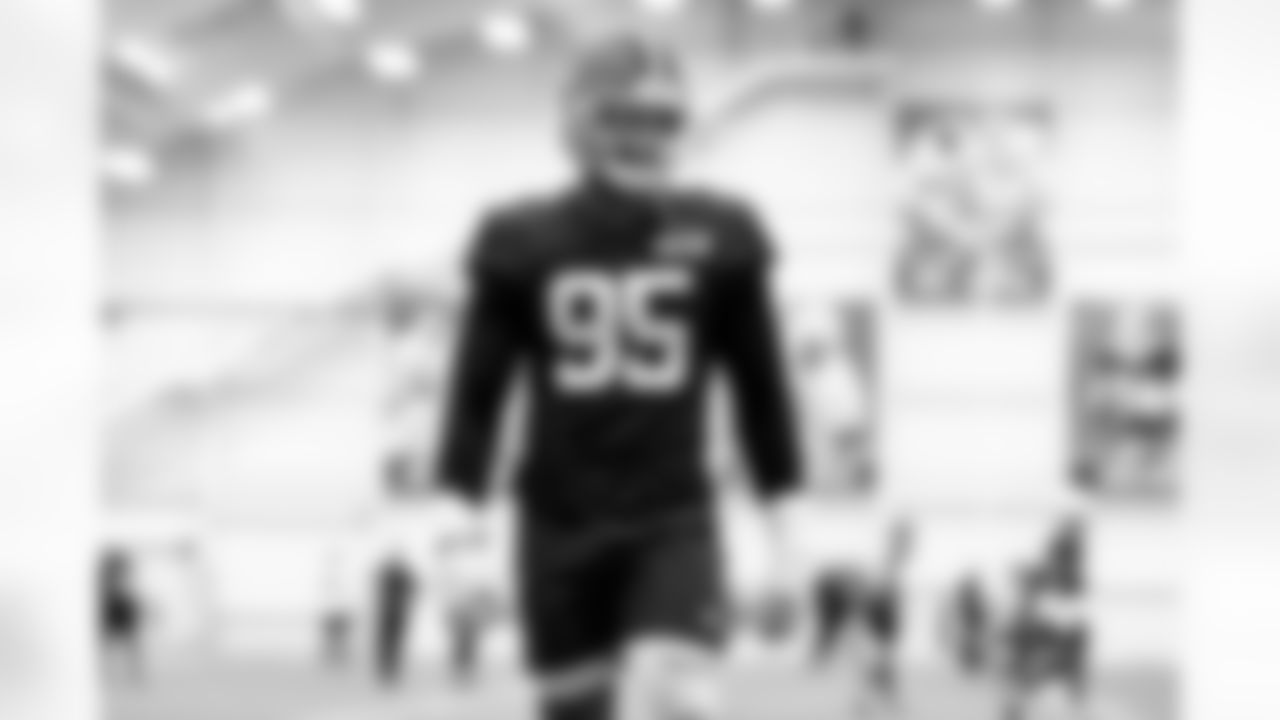 Defensive end Myles Garrett (95) during practice at CrossCountry Mortgage Campus on December 10, 2025.